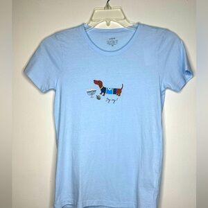 J.Crew Joy Vey! Dash hound Hanukkah T-shirt, extra small NWT light blue.
